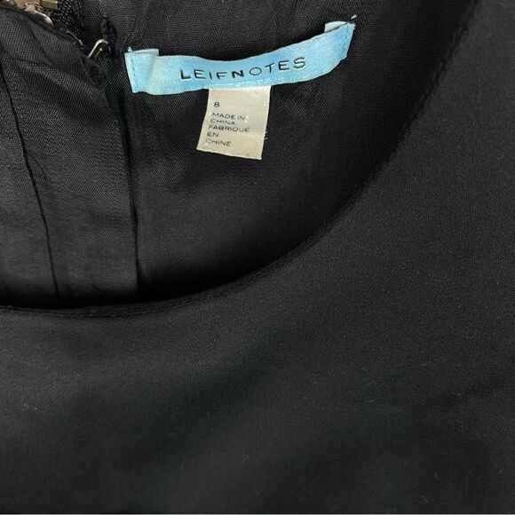 Anthropologie Notched Dots Dress by Leifnotes Black Cream Size 8 - Picture 6 of 6